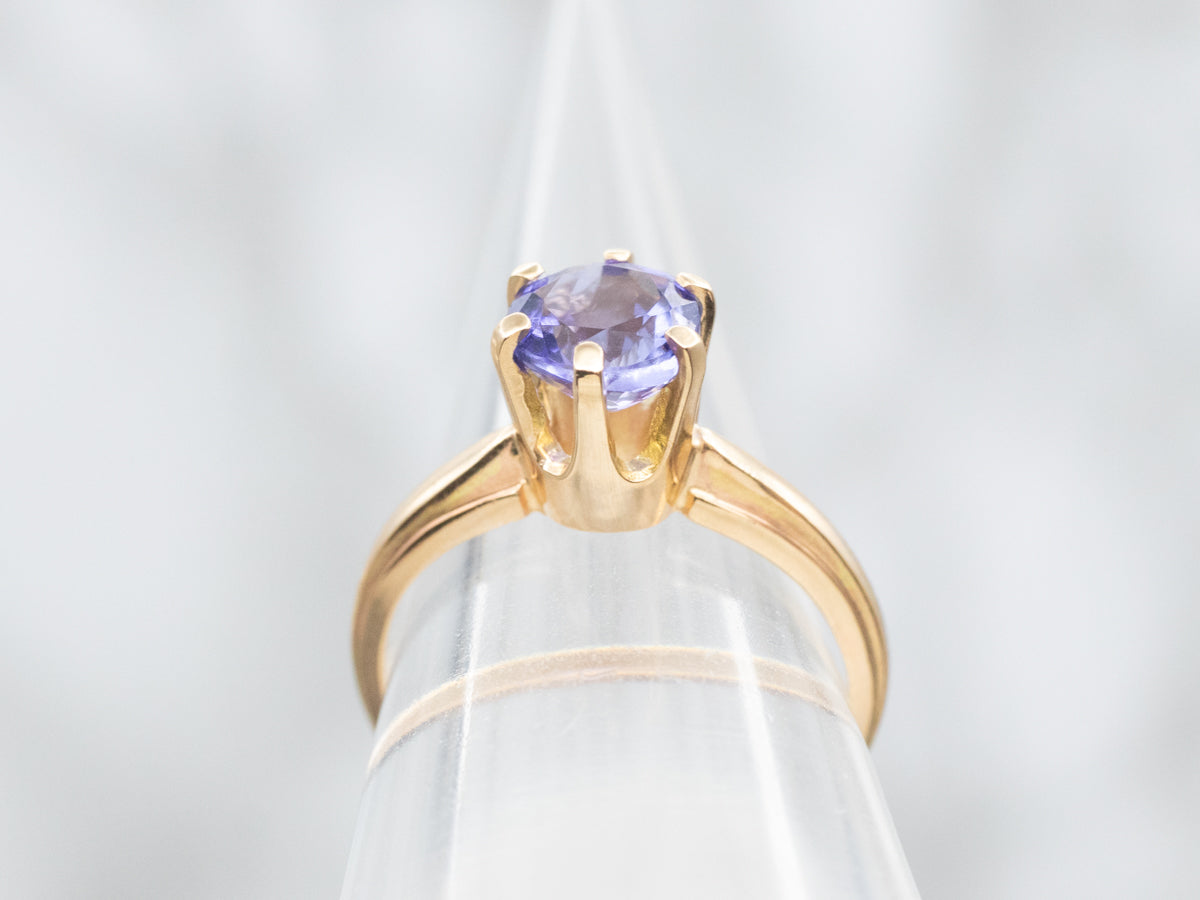 Polished Gold Tanzanite Solitaire Ring