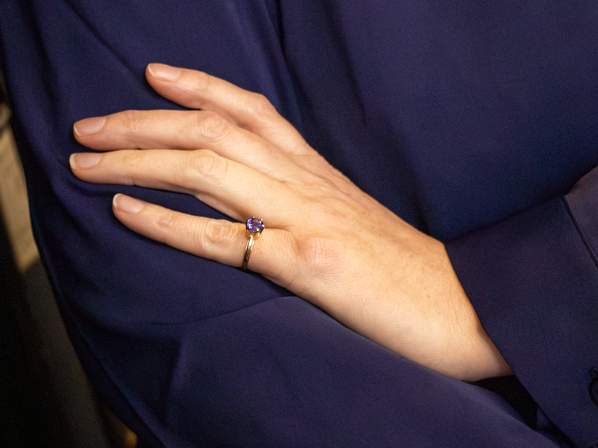 Polished Gold Tanzanite Solitaire Ring