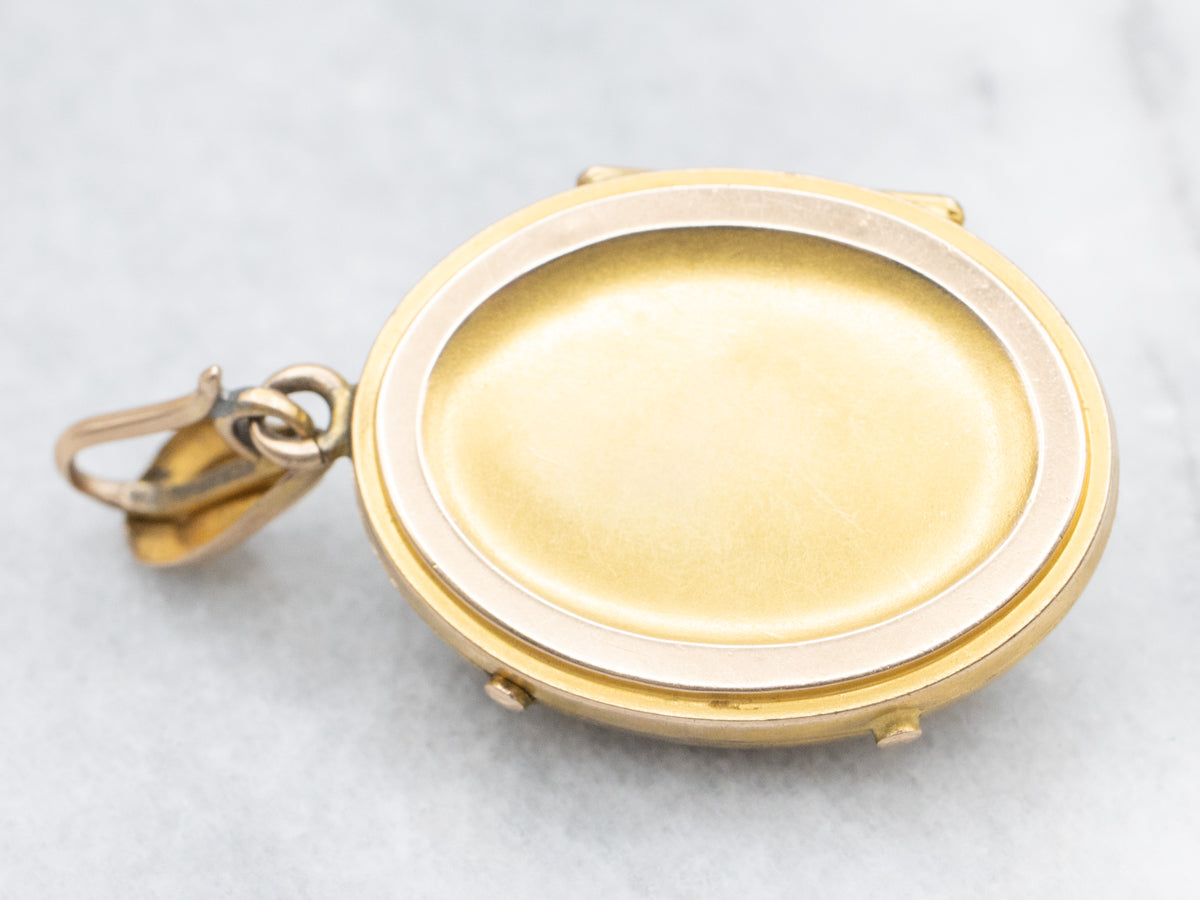 Antique Bloomed Gold Sardonyx Cameo Etruscan Revival Locket