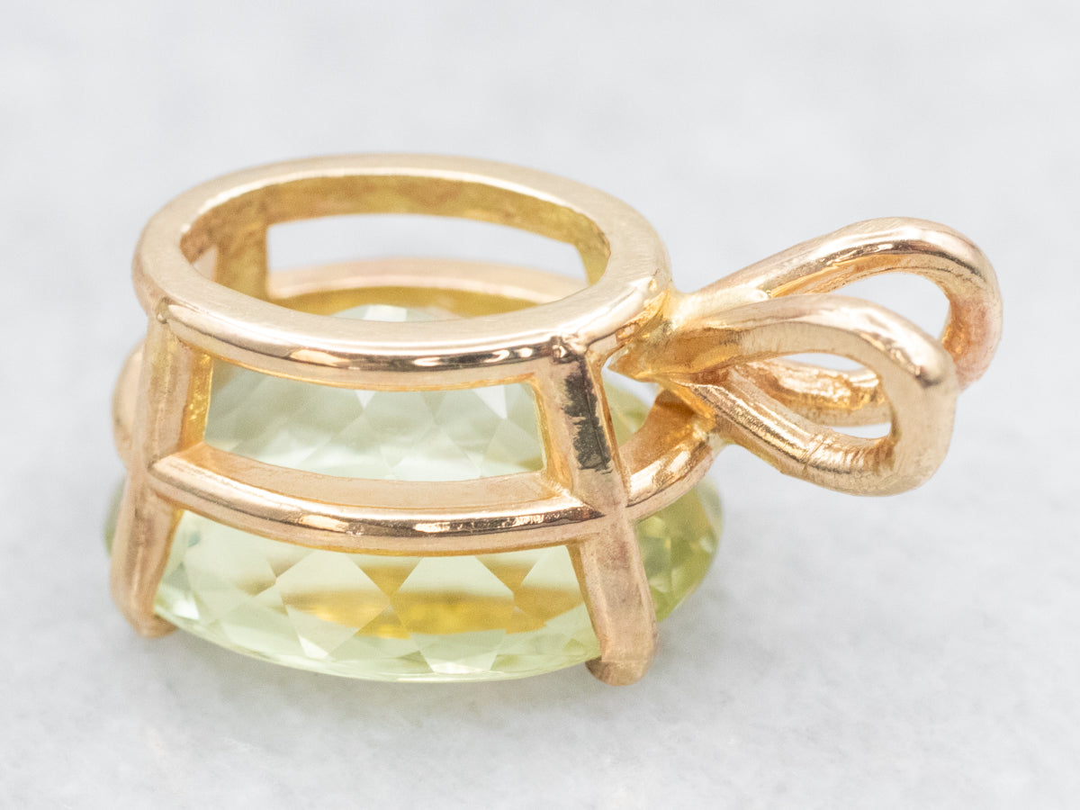 Lemon Lime-Green Beryl Solitaire Pendant