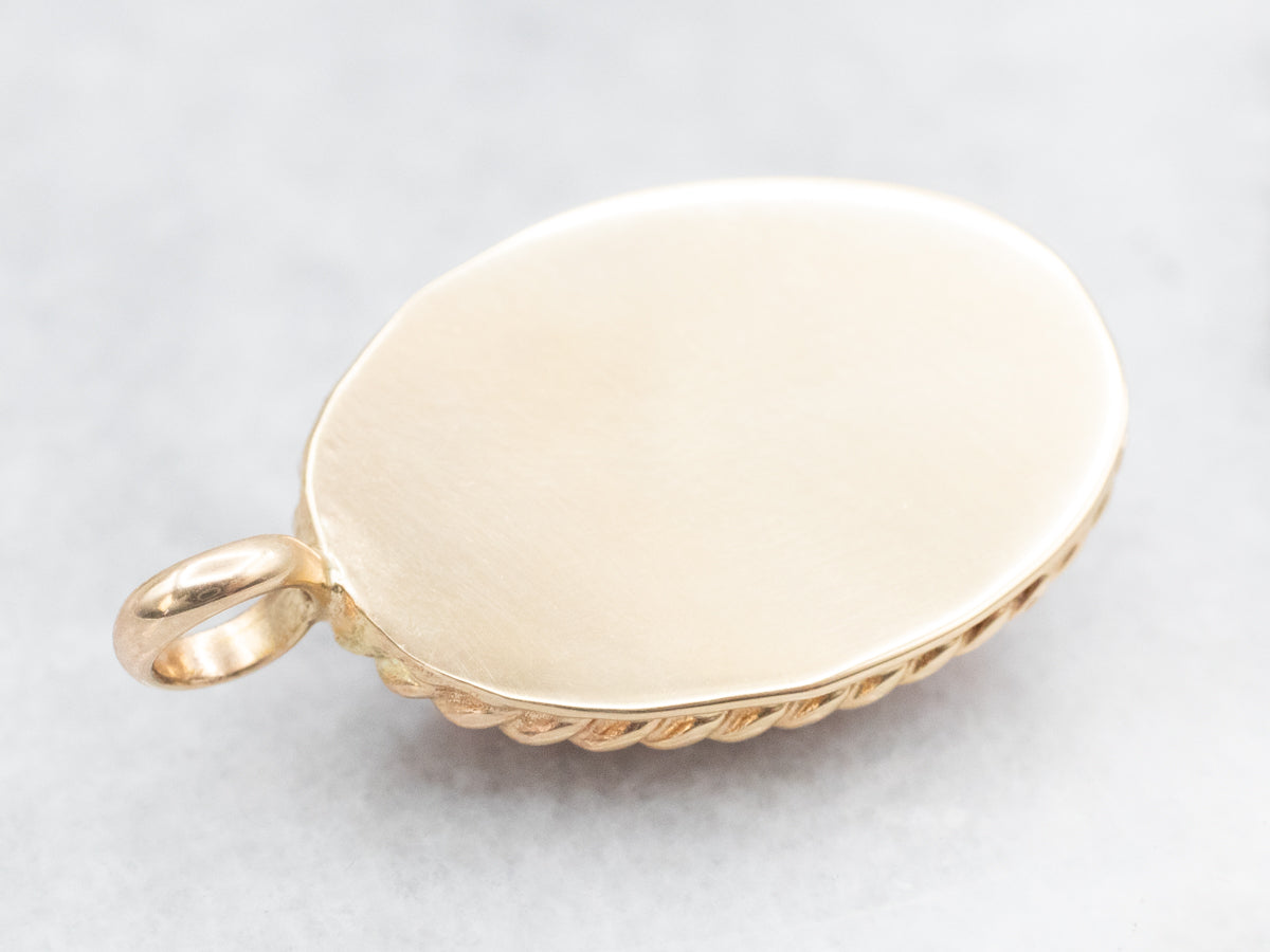 Beautiful Salmon Hued Coral Pendant in Vintage Gold Frame