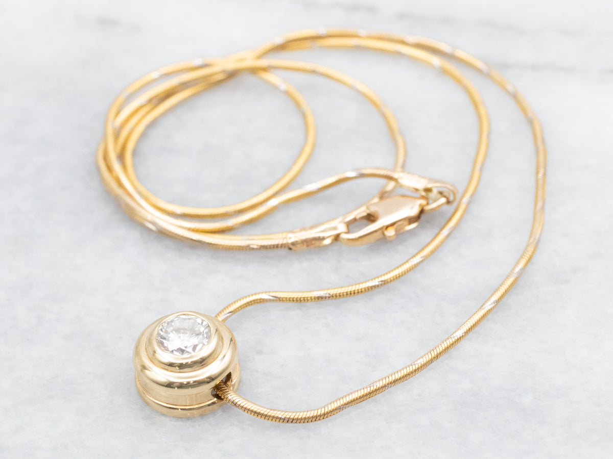 Bezel Set Diamond Pendant Necklace