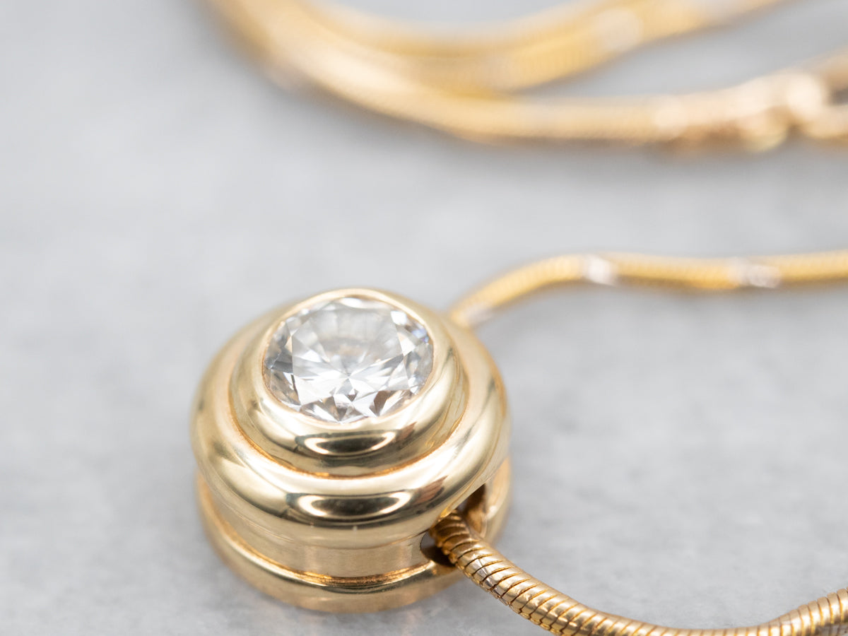 Bezel Set Diamond Pendant Necklace