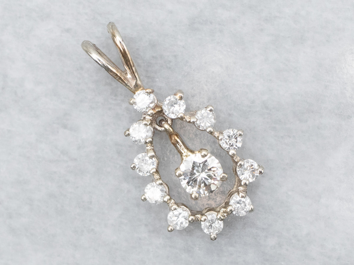 Diamond Dangle Teardrop Shaped Halo Pendant