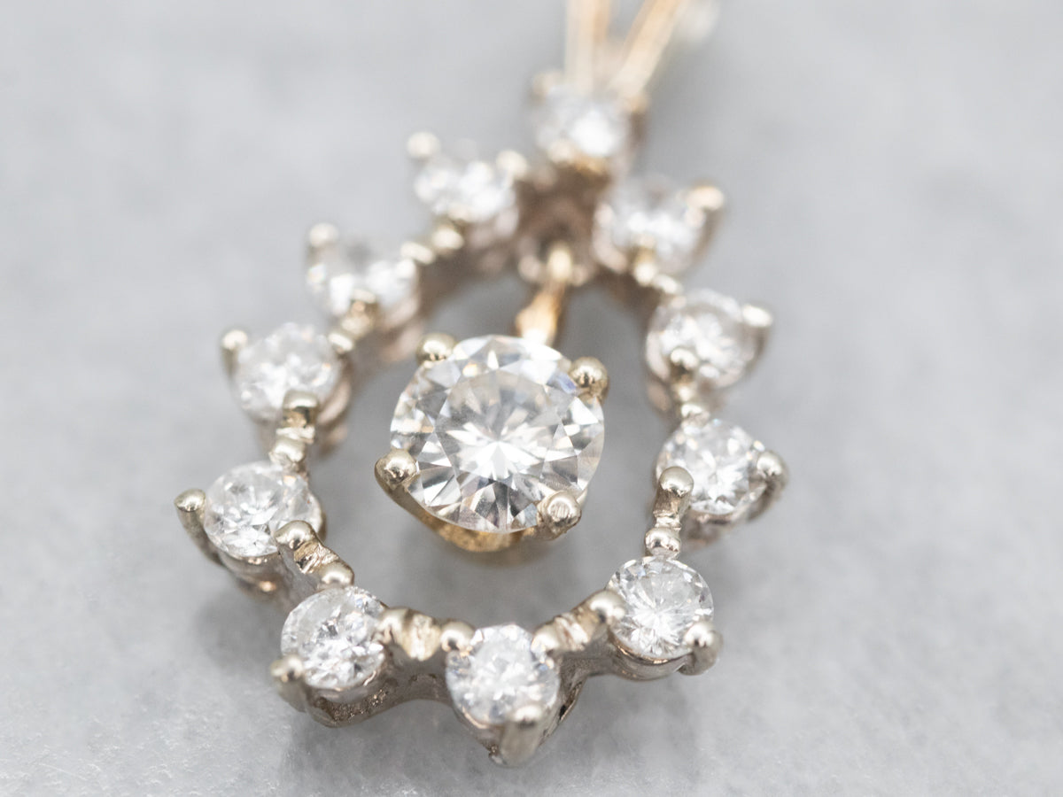 Diamond Dangle Teardrop Shaped Halo Pendant