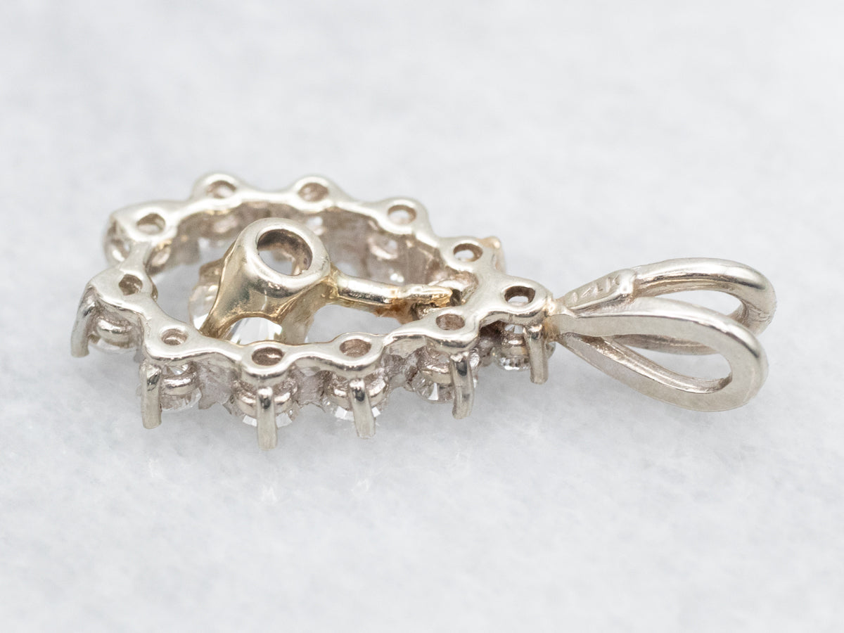 Diamond Dangle Teardrop Shaped Halo Pendant