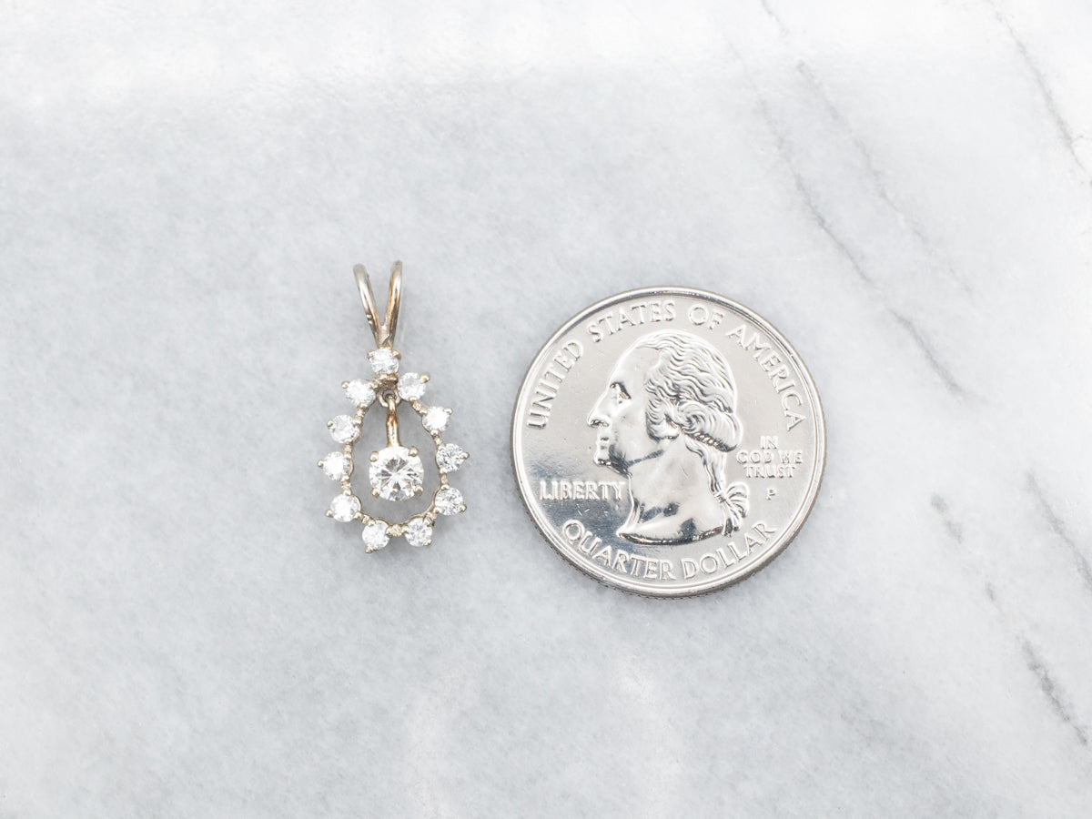 Diamond Dangle Teardrop Shaped Halo Pendant