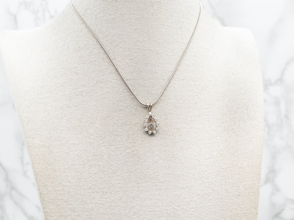 Diamond Dangle Teardrop Shaped Halo Pendant