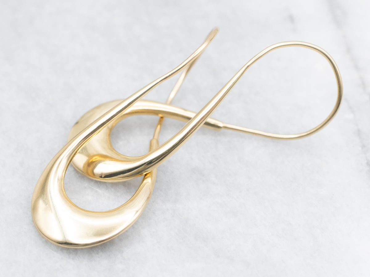 Elongated Gold Twisted Hoop Earrings