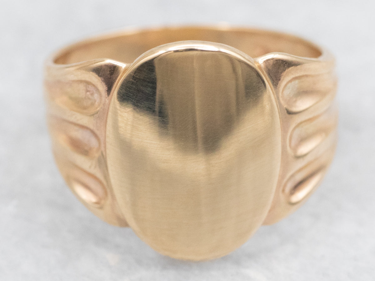 Vintage Gold Oval-Top Signet Ring