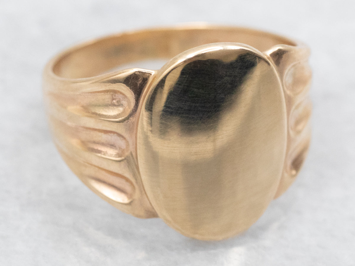 Vintage Gold Oval-Top Signet Ring