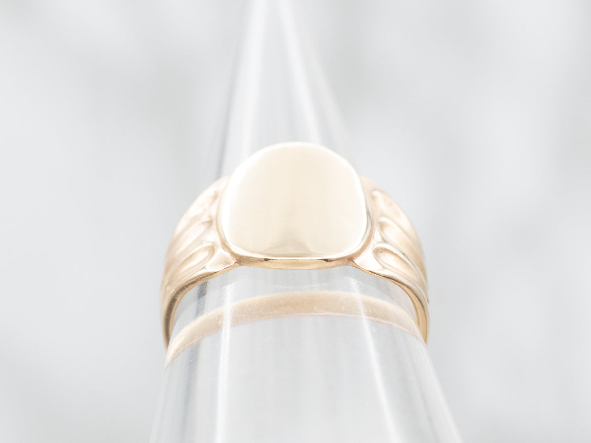 Vintage Gold Oval-Top Signet Ring