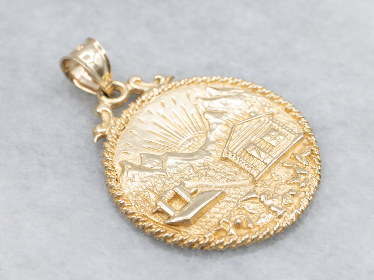 Detailed Gold Mountain Cabin "ALASKA" Pendant
