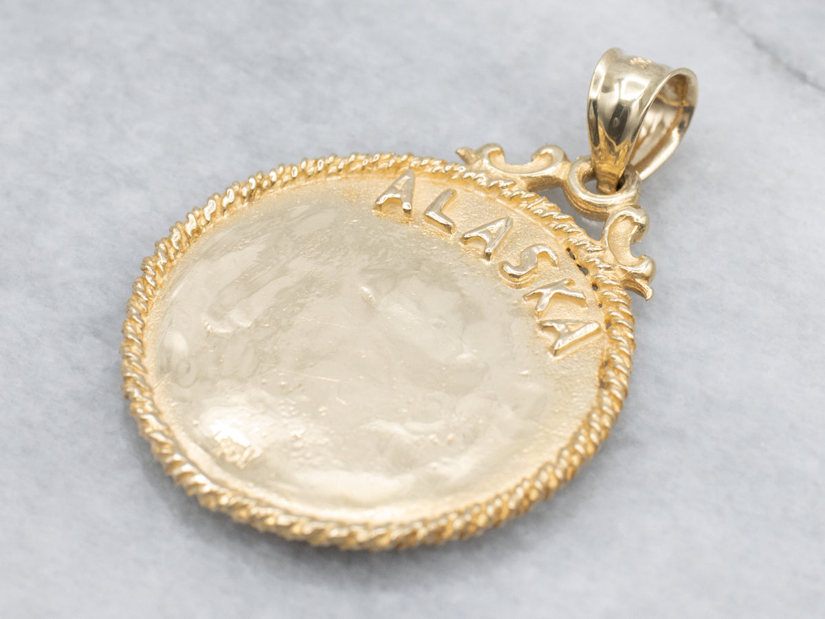Detailed Gold Mountain Cabin "ALASKA" Pendant
