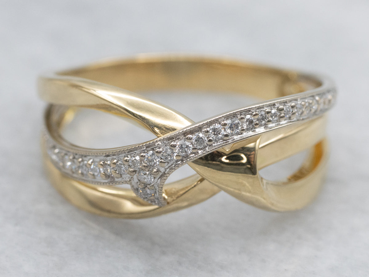 Two-Tone Gold Diamond Twisted Band