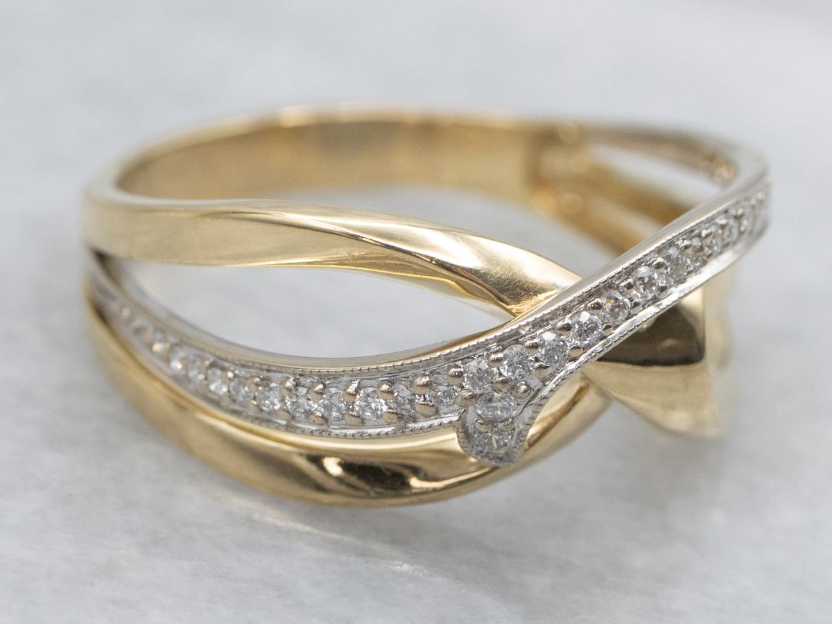 Two-Tone Gold Diamond Twisted Band