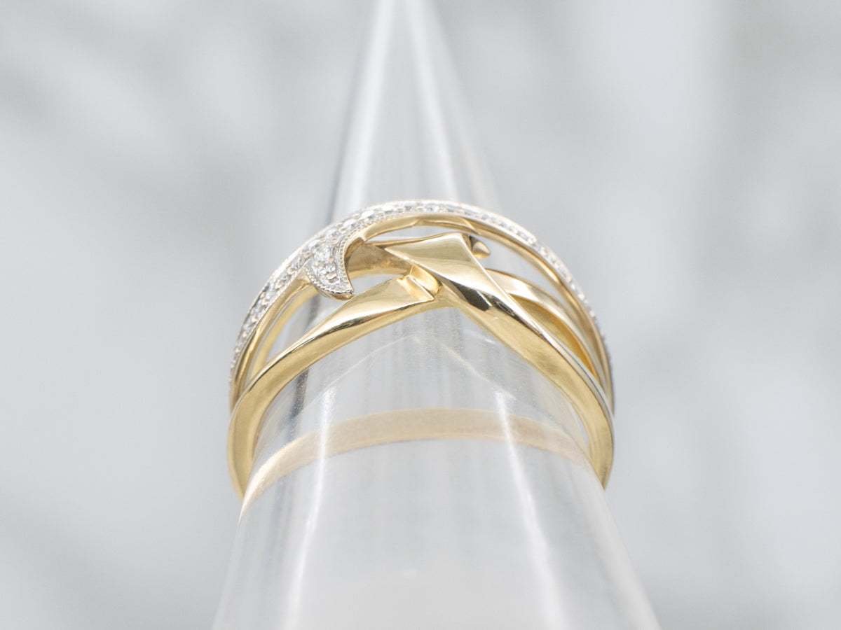 Two-Tone Gold Diamond Twisted Band