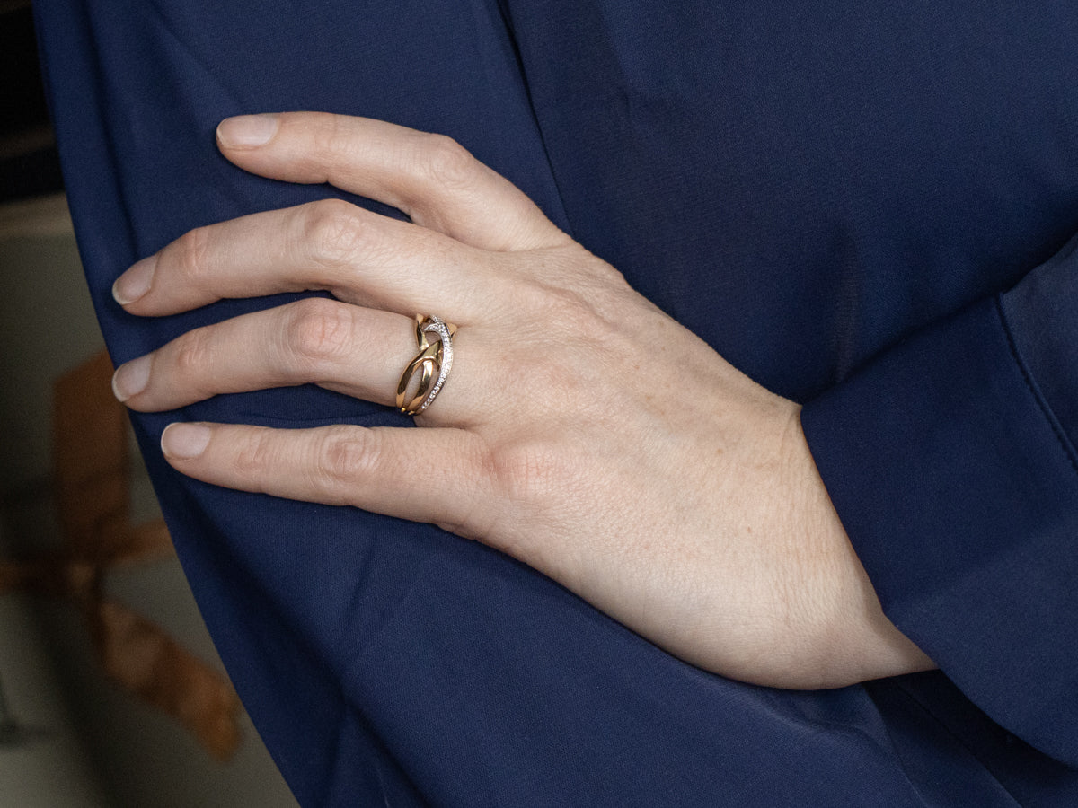 Two-Tone Gold Diamond Twisted Band