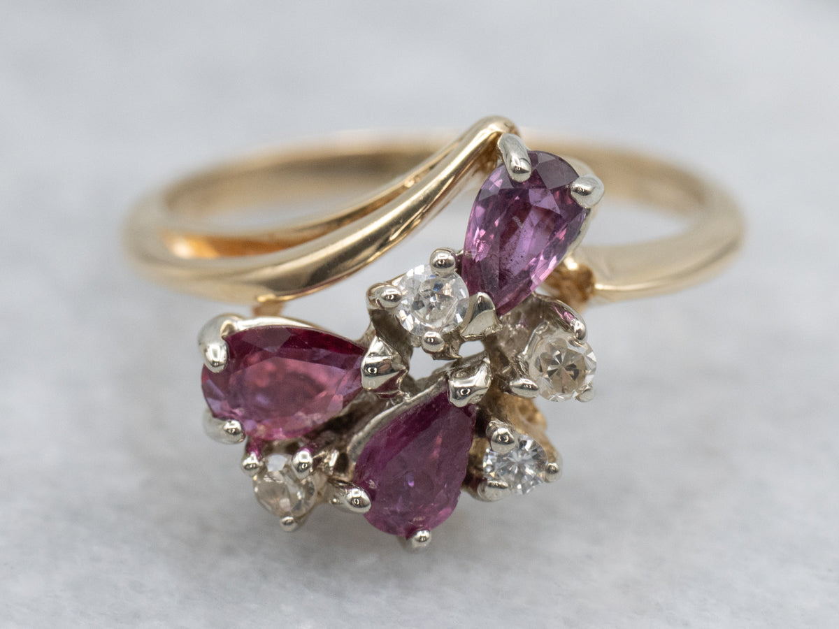 Ruby and Diamond Bypass Ring