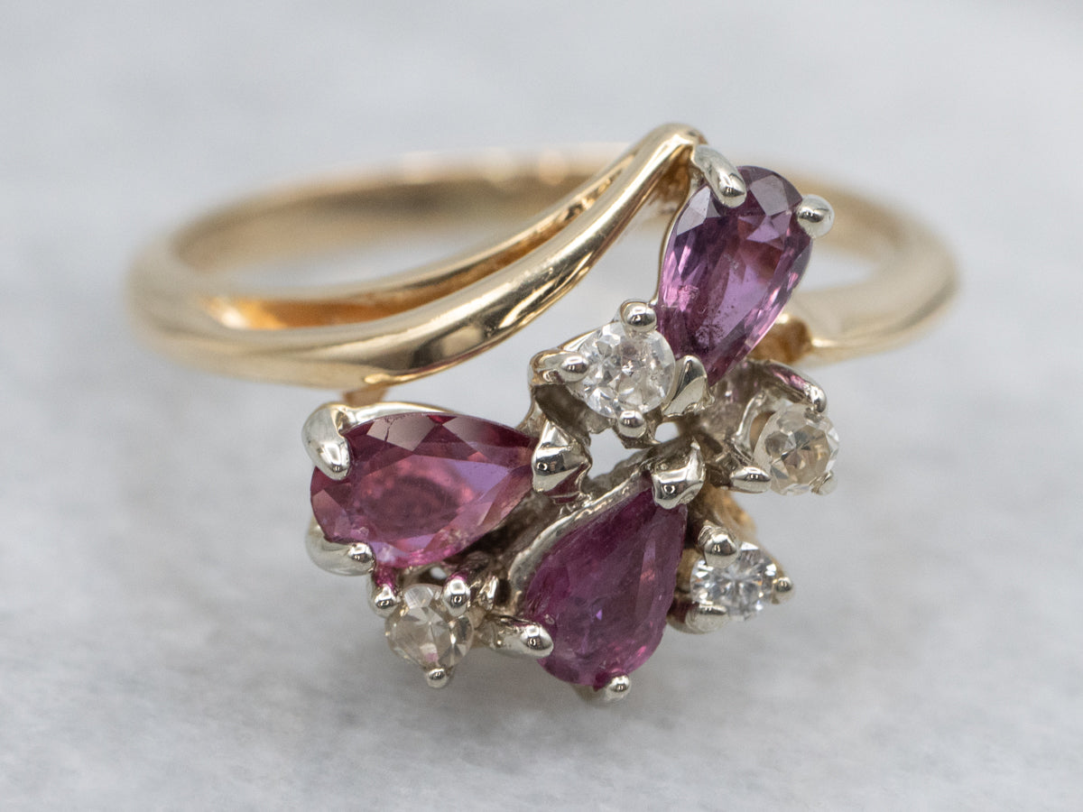 Ruby and Diamond Bypass Ring