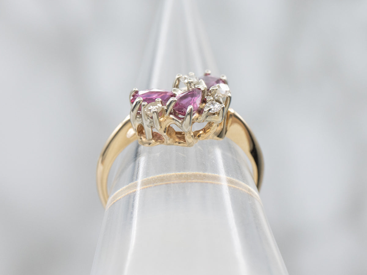 Ruby and Diamond Bypass Ring