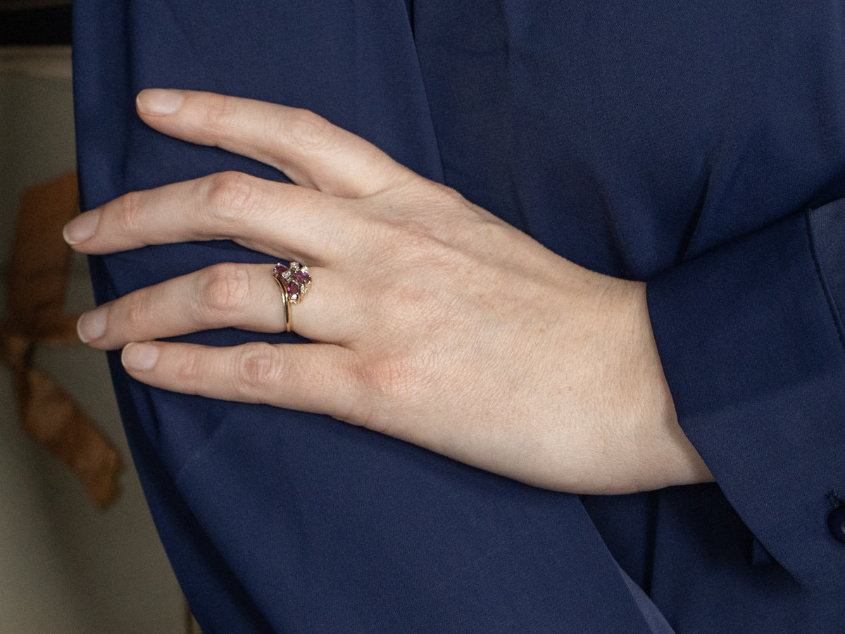 Ruby and Diamond Bypass Ring