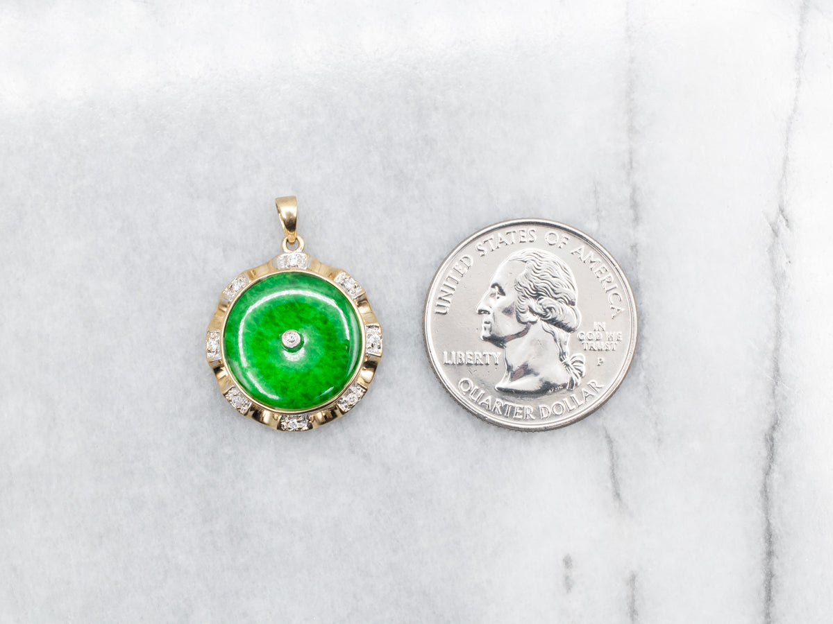 Stunning Dyed Jadeite and Diamond Pendant