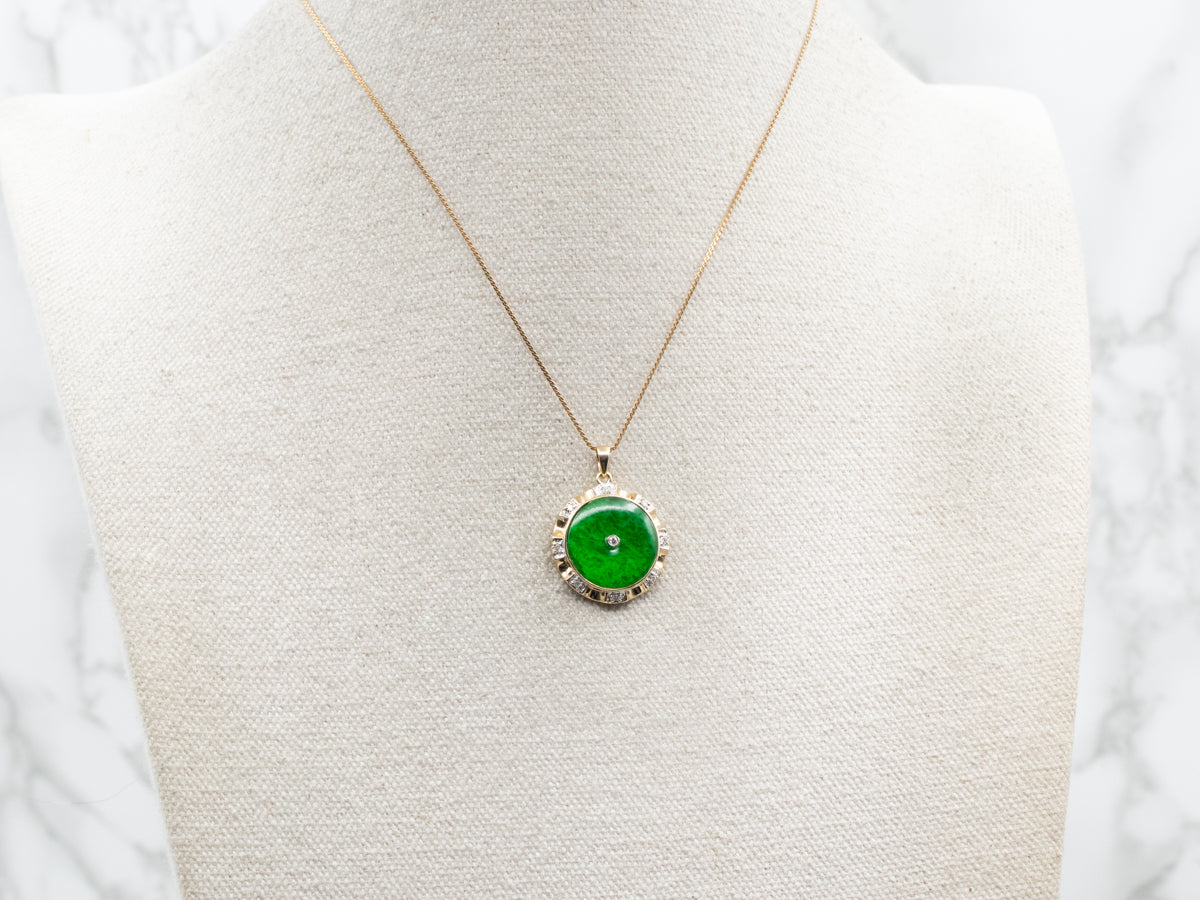 Stunning Dyed Jadeite and Diamond Pendant