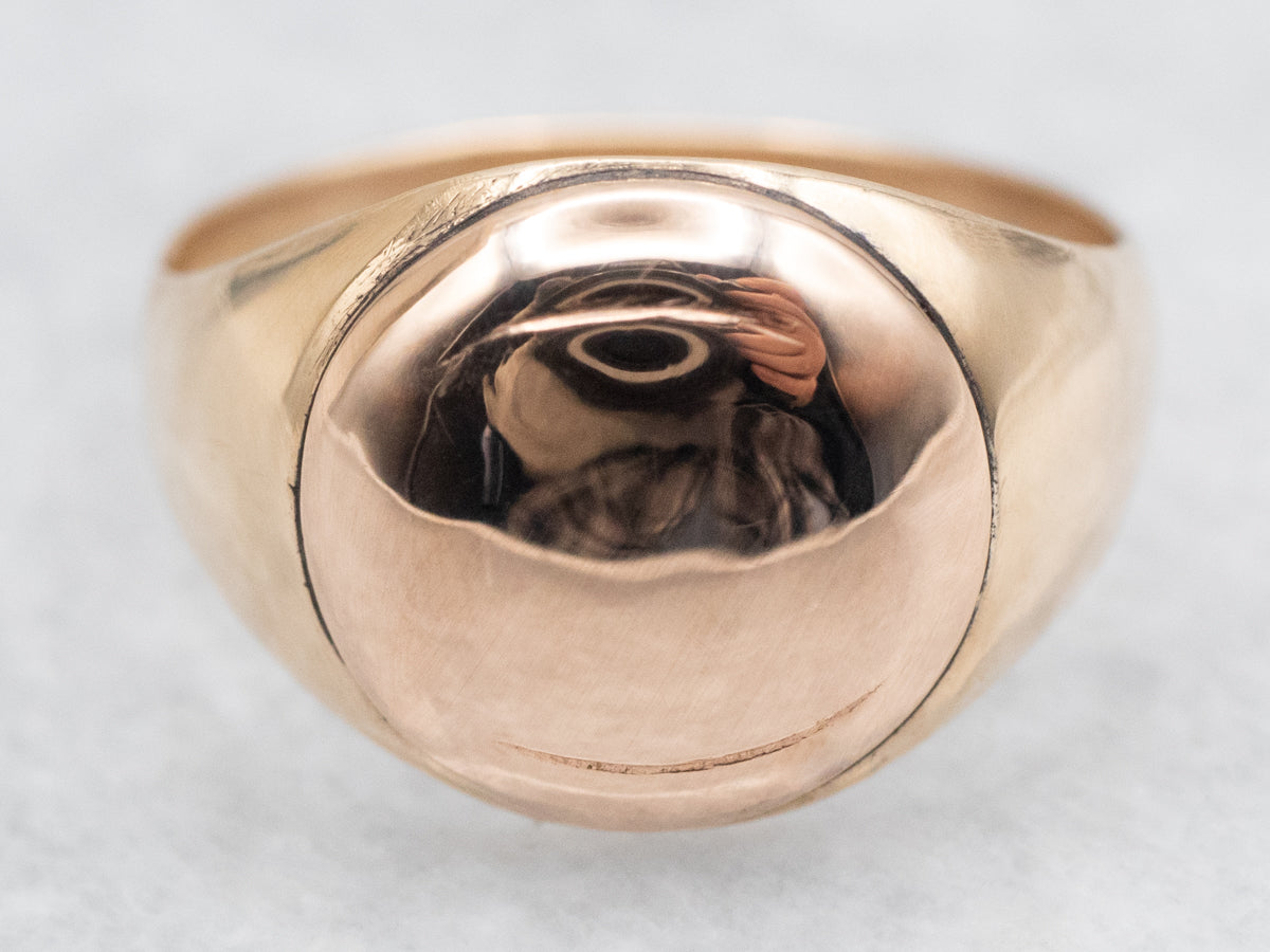 Rosy Gold Plain Domed Signet Ring