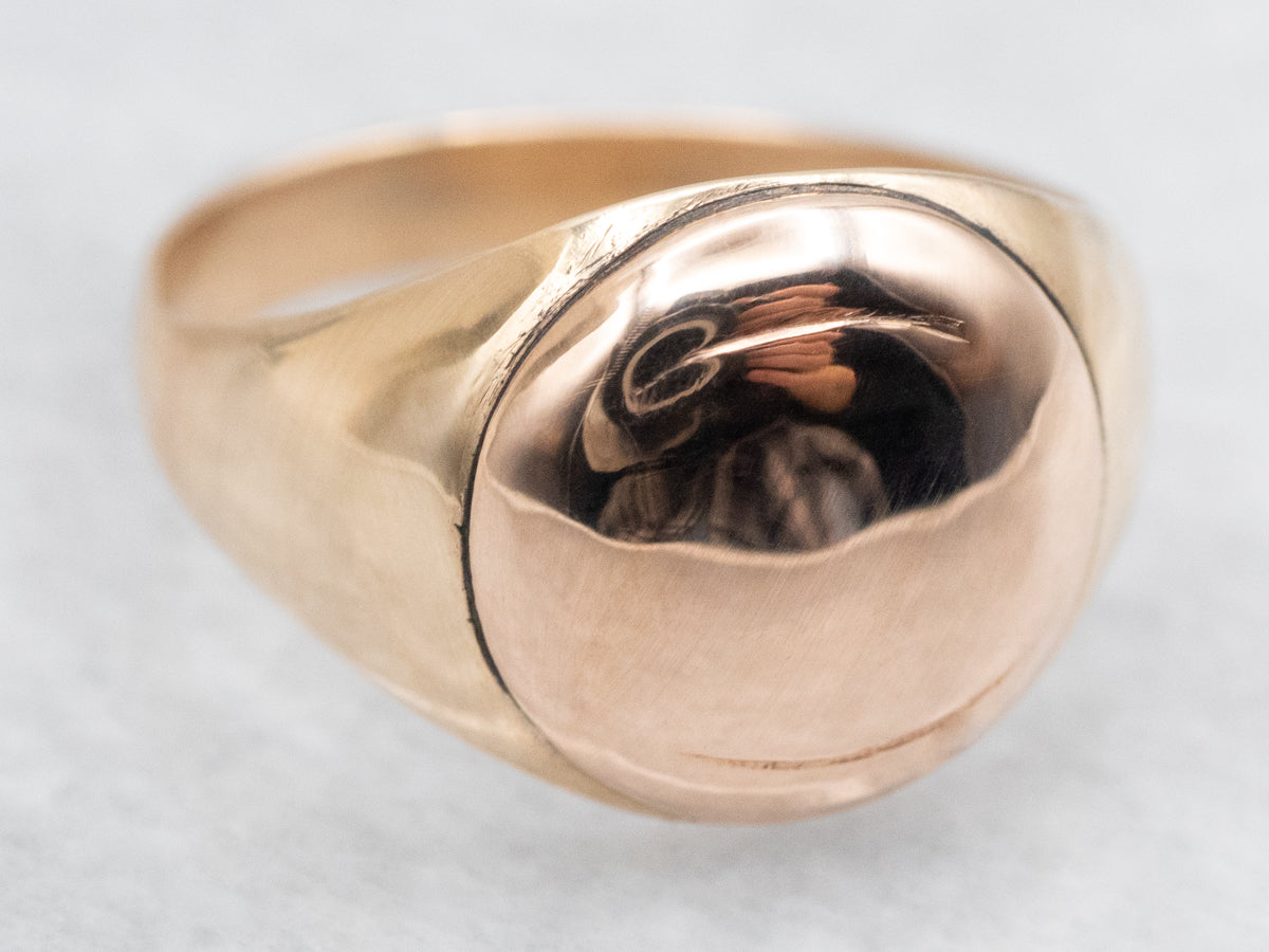 Rosy Gold Plain Domed Signet Ring