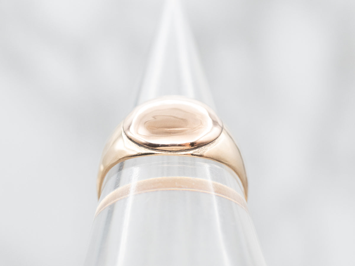 Rosy Gold Plain Domed Signet Ring