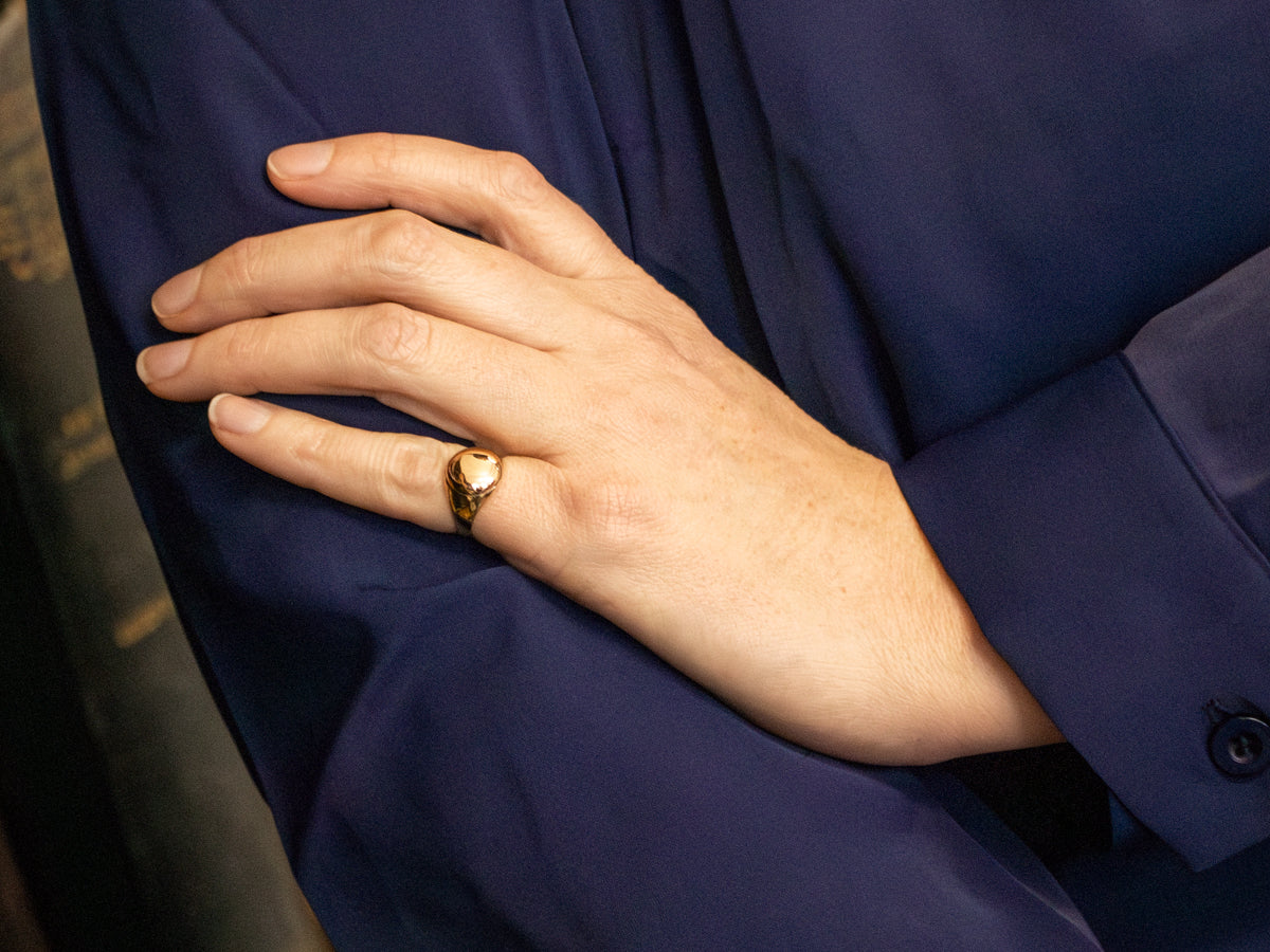 Rosy Gold Plain Domed Signet Ring