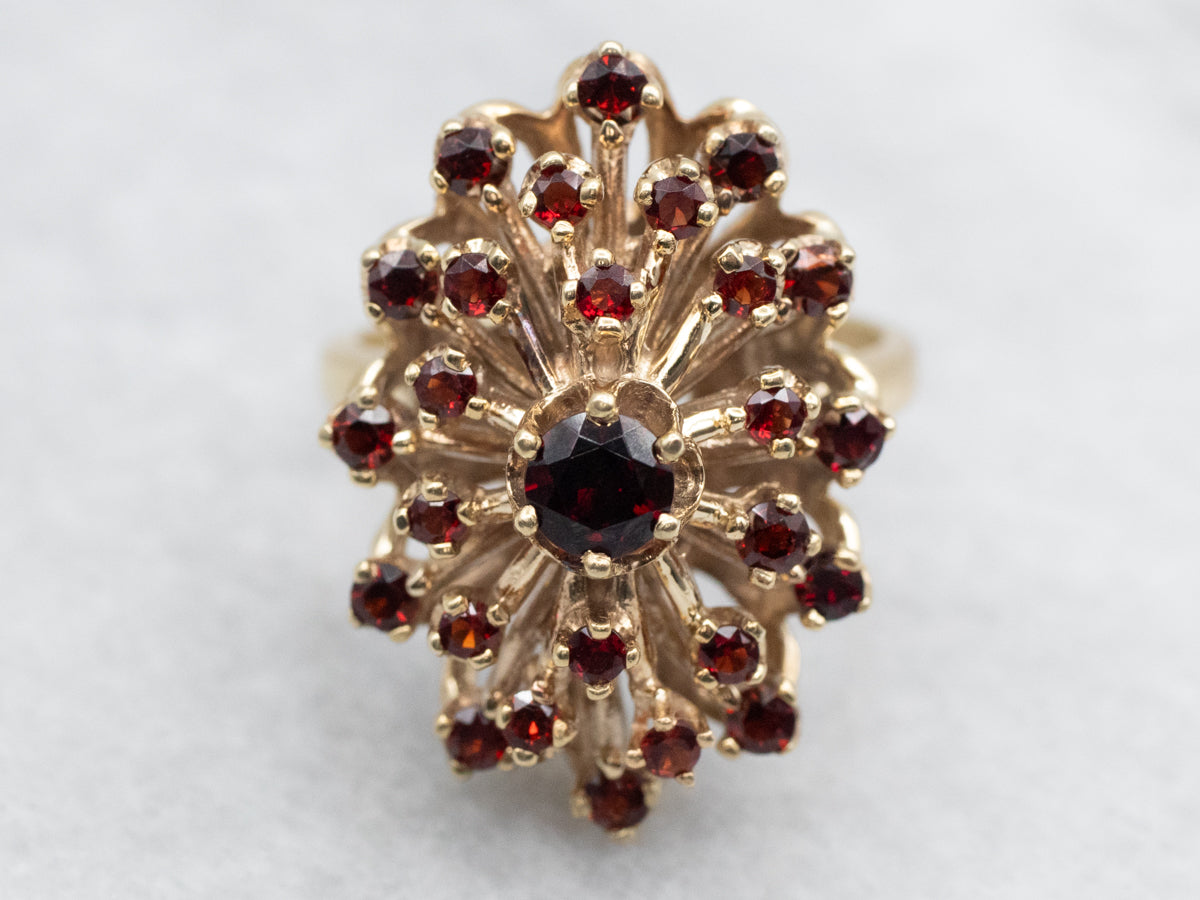 Vintage Garnet Cluster Cocktail Ring