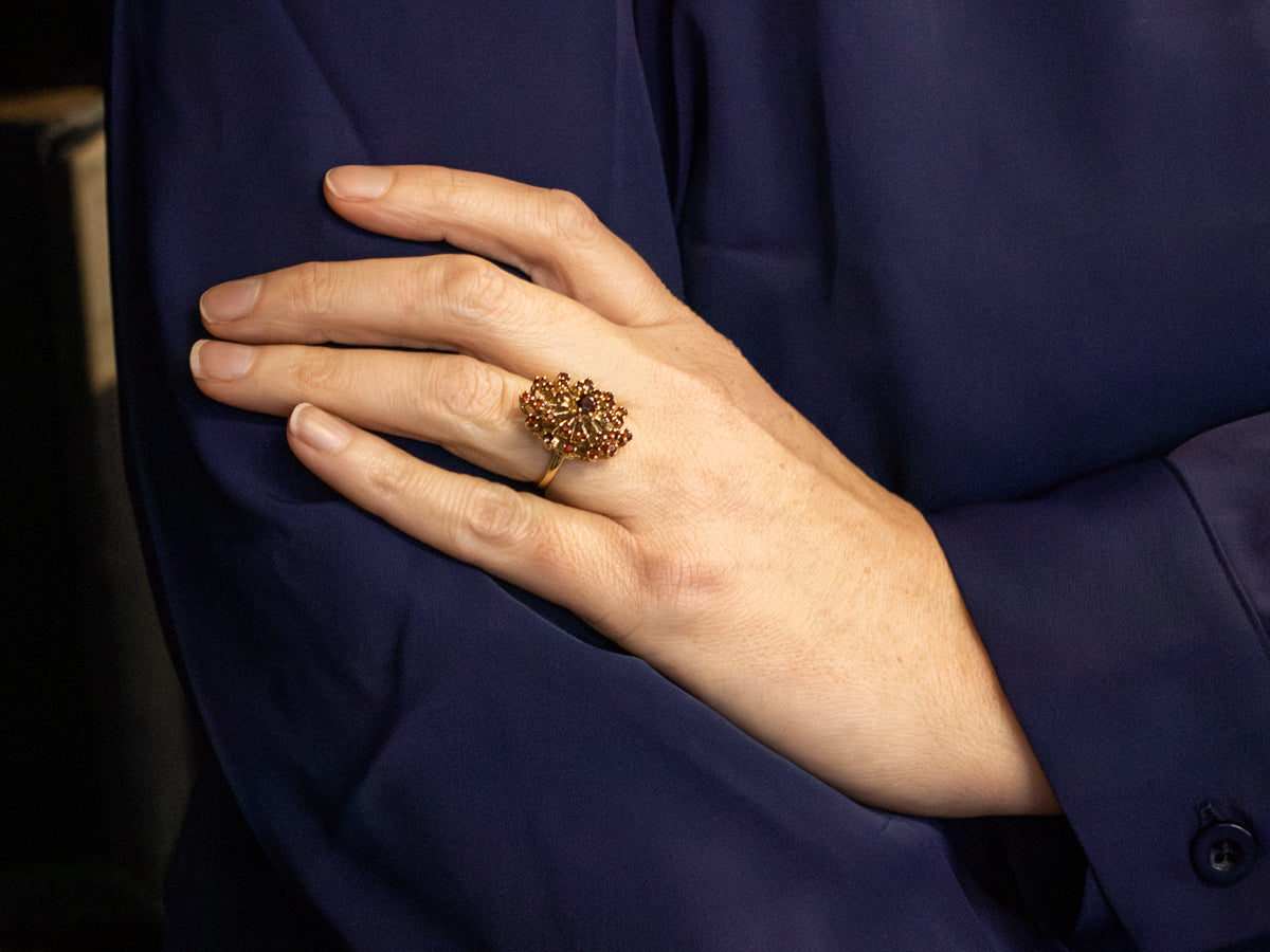 Vintage Garnet Cluster Cocktail Ring