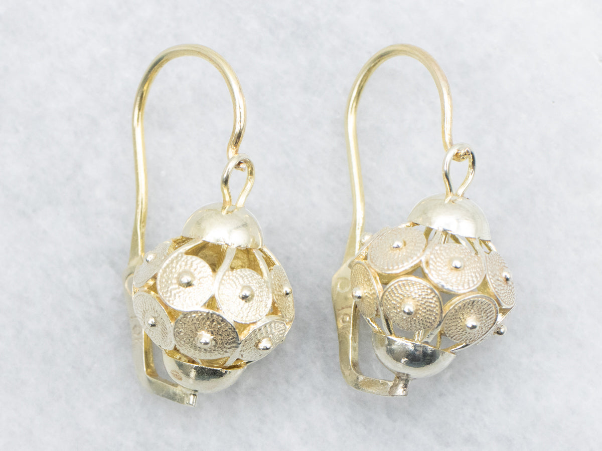 Sphere Drop Earrings with Circle Details