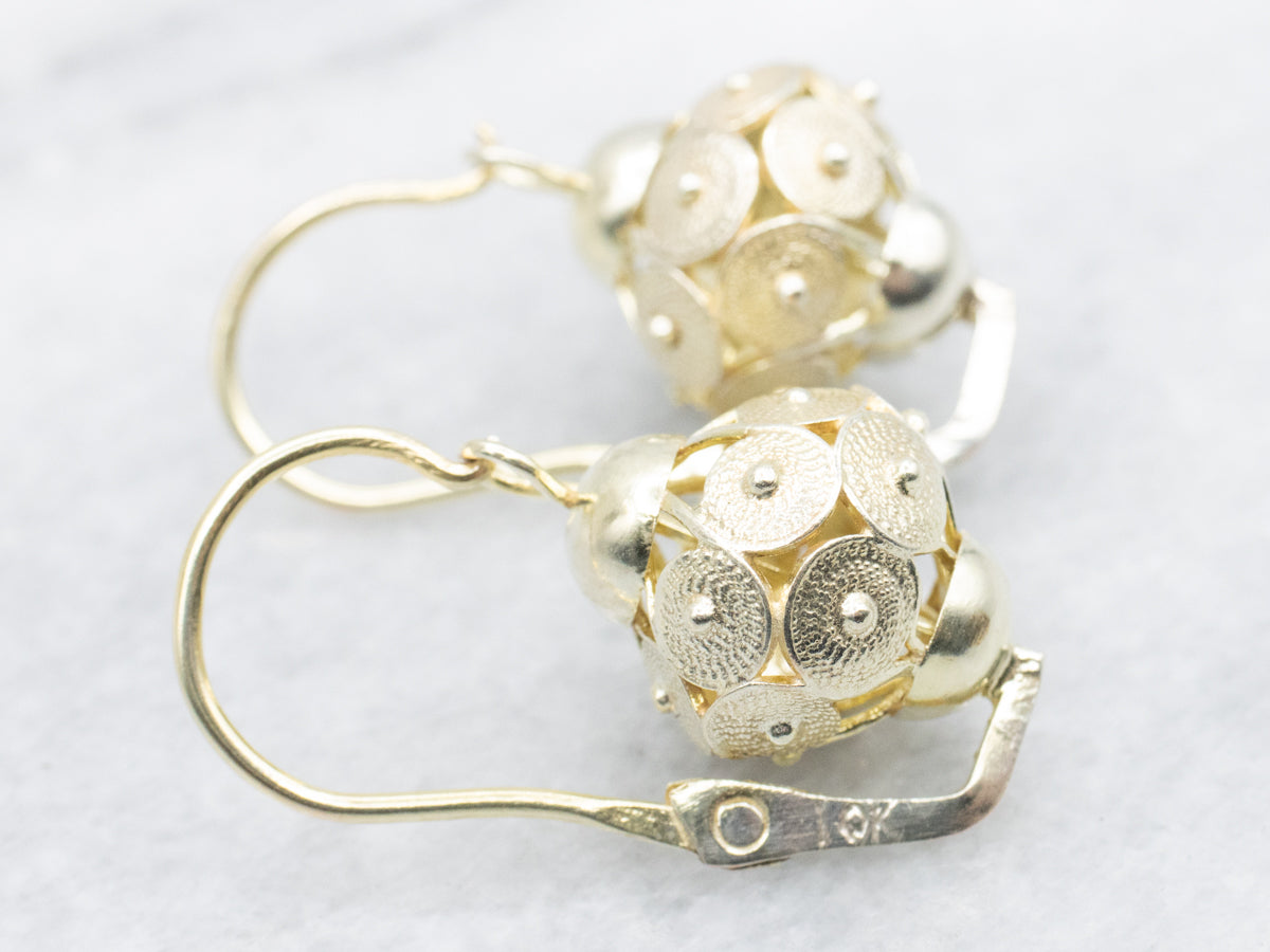 Sphere Drop Earrings with Circle Details