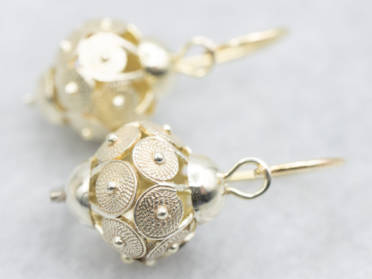 Sphere Drop Earrings with Circle Details