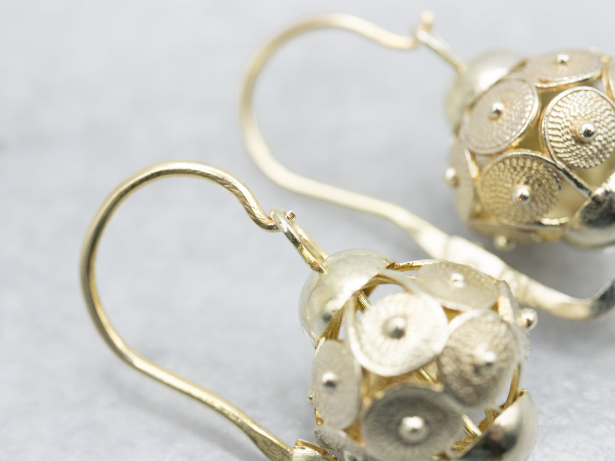 Sphere Drop Earrings with Circle Details