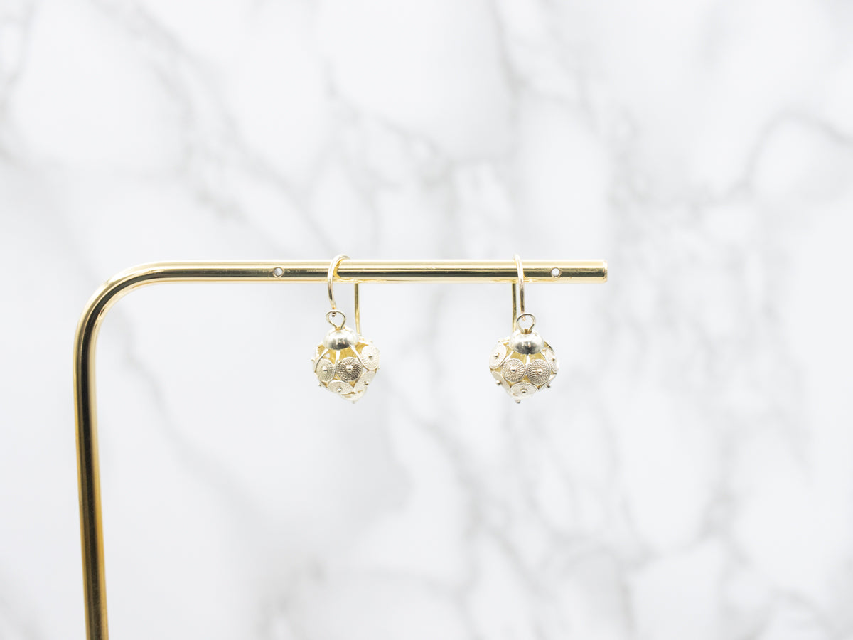 Sphere Drop Earrings with Circle Details