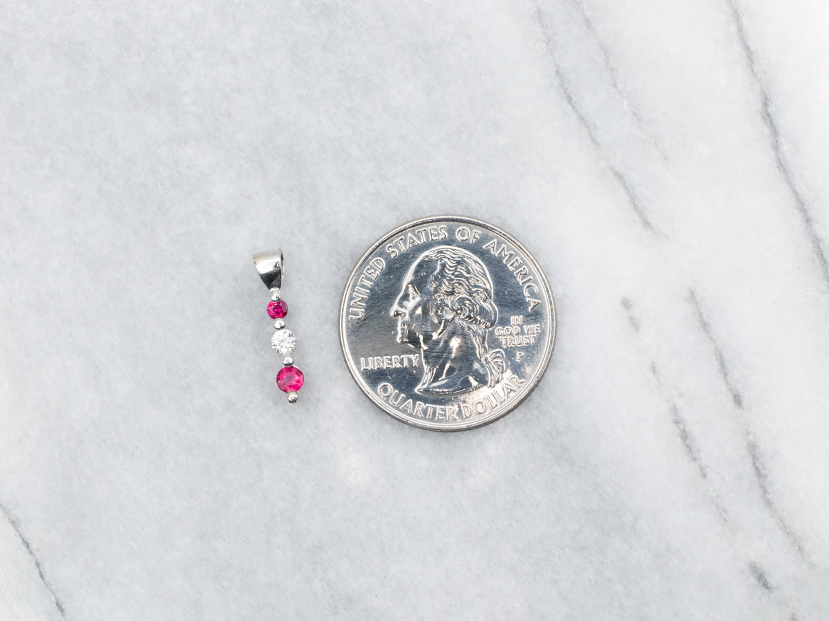 Modern Gold Ruby and Diamond Pendant