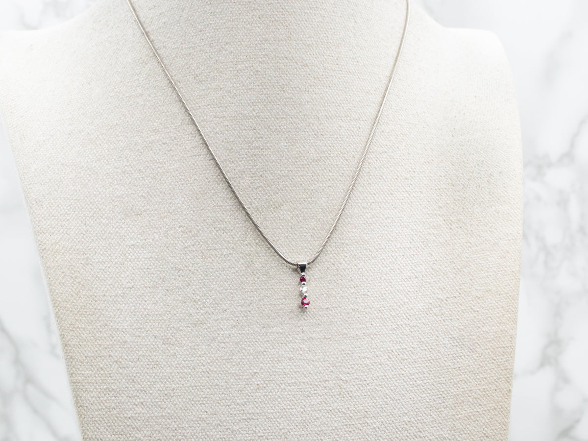 Modern Gold Ruby and Diamond Pendant