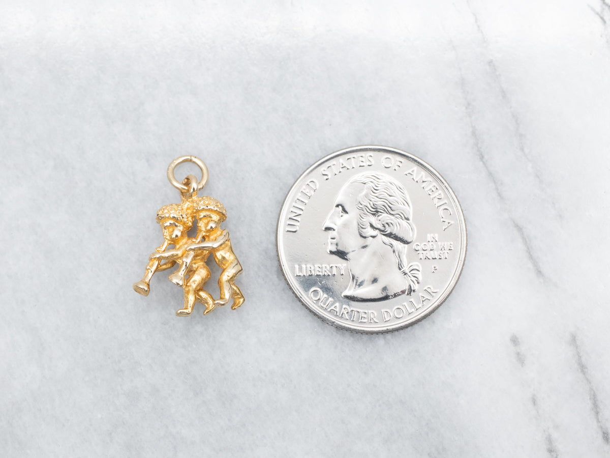 Yellow Gold Two Musicians Charm