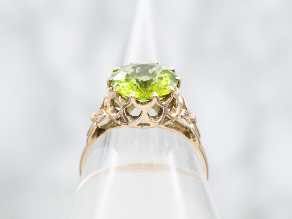 Vintage Peridot Solitaire Botanical Ring