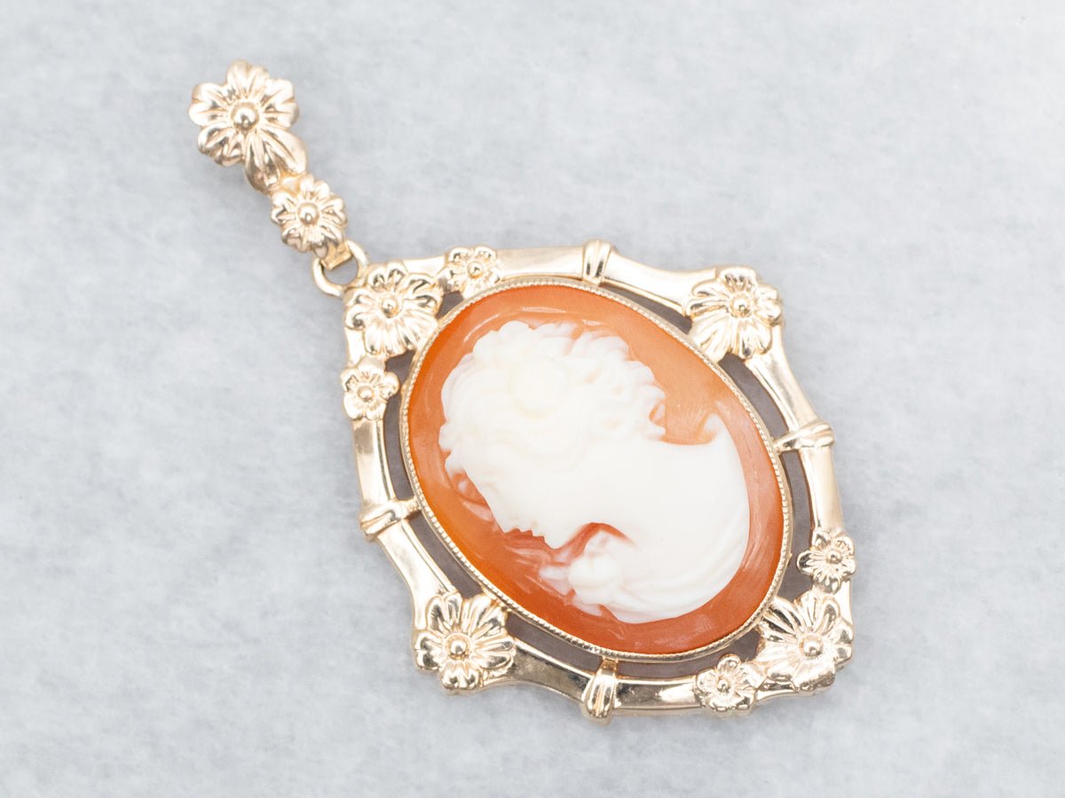 Cameo Pendant with Floral Frame