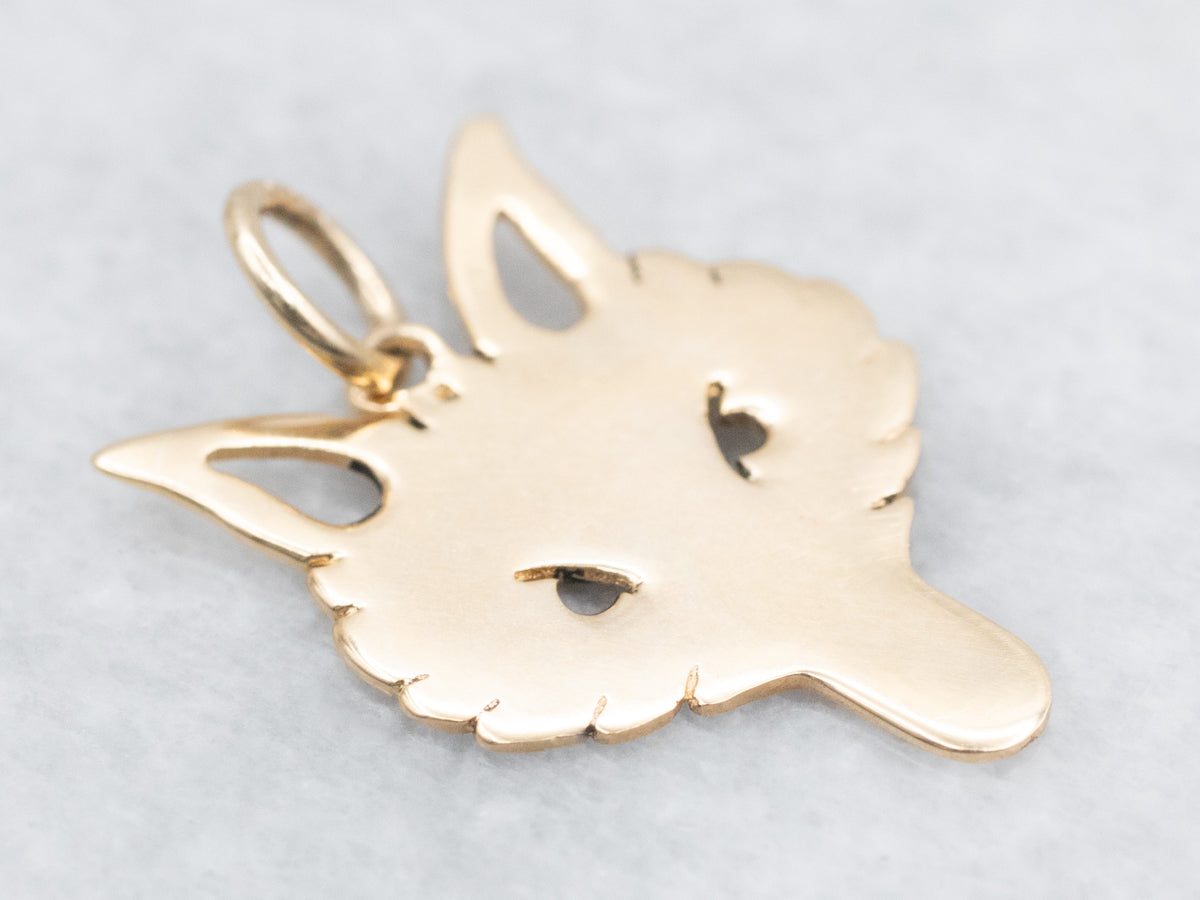 Yellow Gold Fox Face Charm