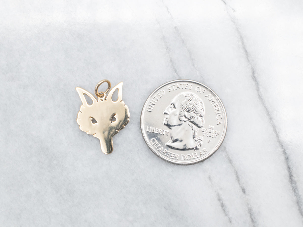 Yellow Gold Fox Face Charm