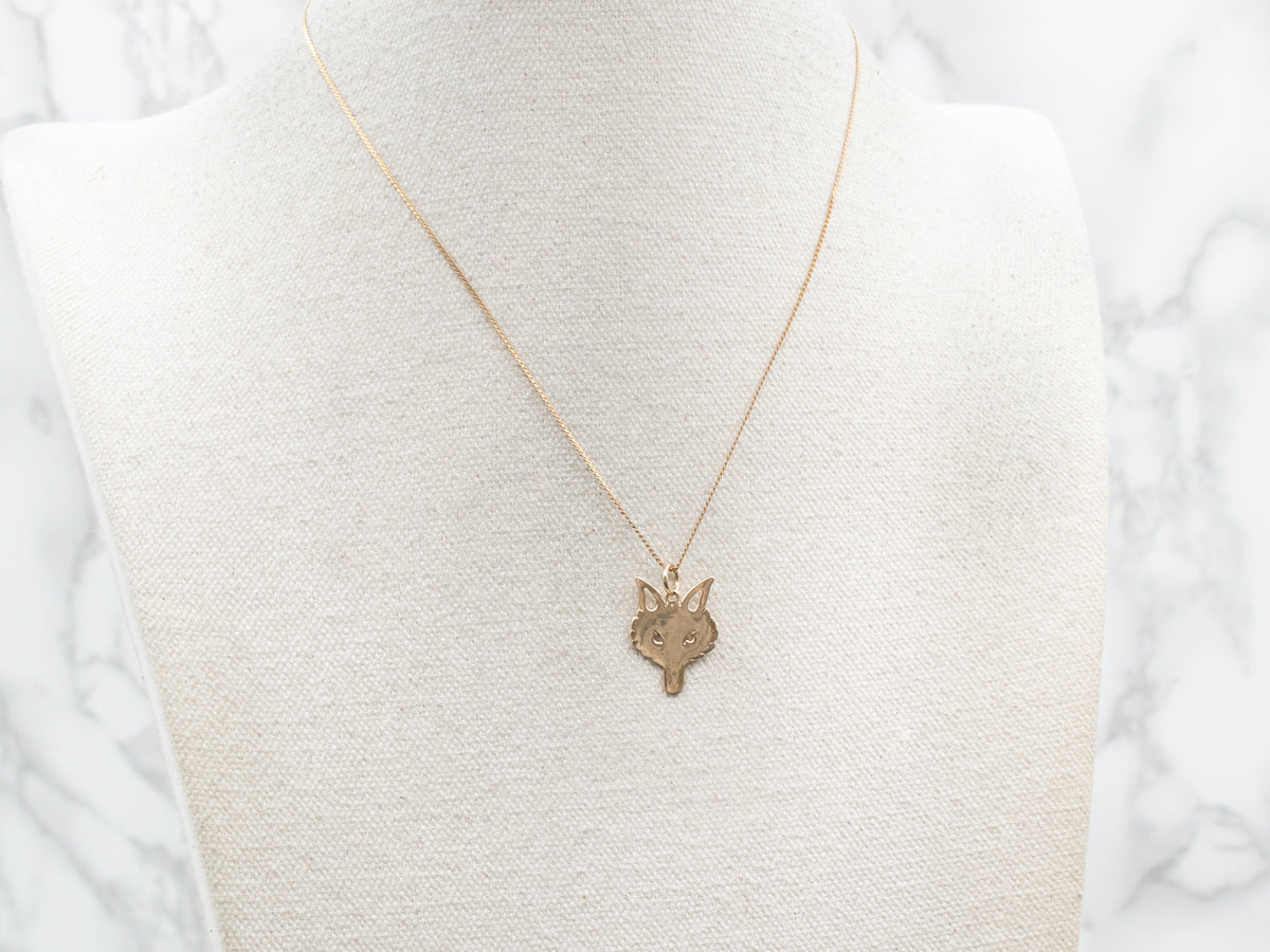 Yellow Gold Fox Face Charm
