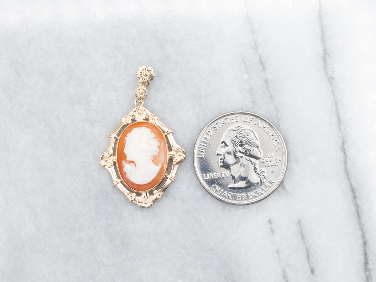 Cameo Pendant with Floral Frame