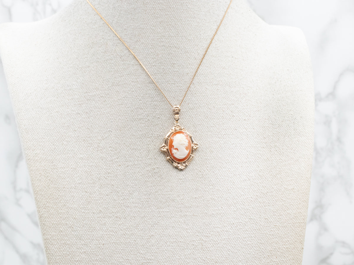 Cameo Pendant with Floral Frame