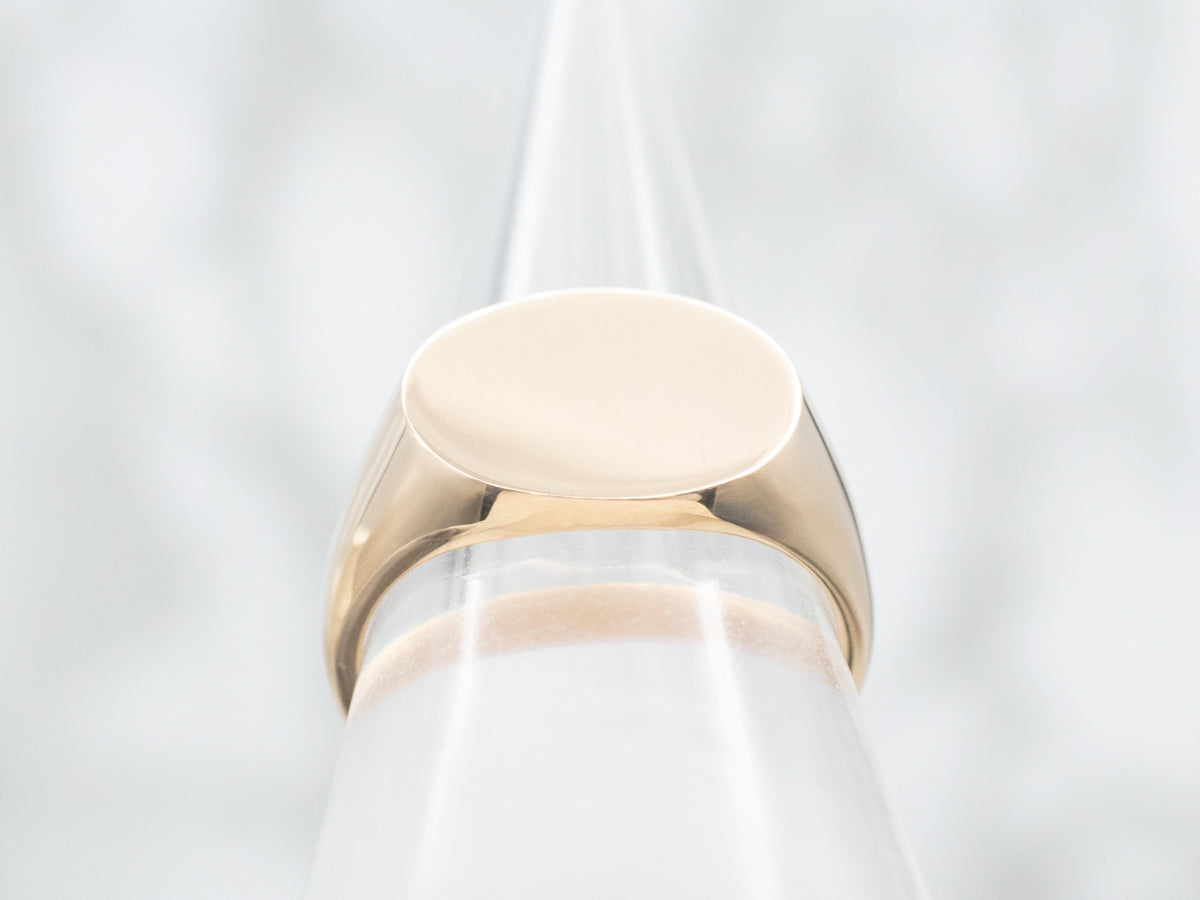 Unisex Gold Oval Top Signet Ring